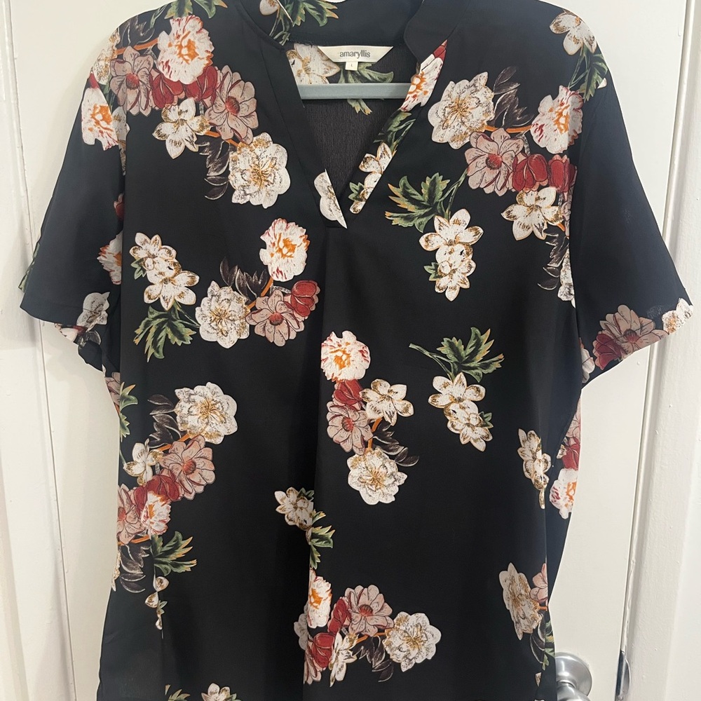 Floral Black Blouse